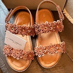 Laura Ashley Girls' Tan Floral Strap Sandals size 10